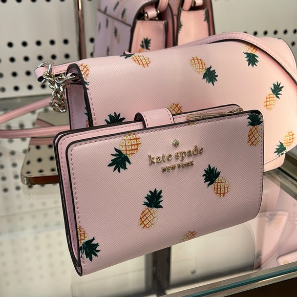 kate spade Handbags - Kate Spade Staci Medium Pineapple Compact Bifold Wallet Pink Multi